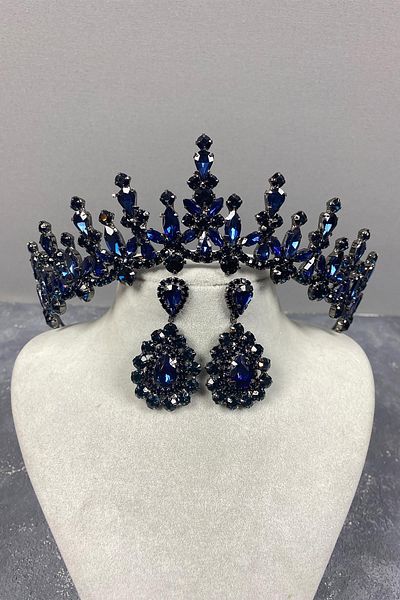 Hayalperest boncuk Cooker Bridal Henna Crown and Shuttle Earring Set