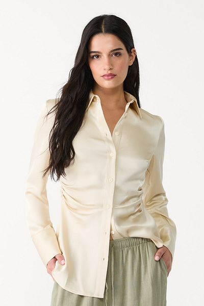 Stradivarius Gathered satin shirt