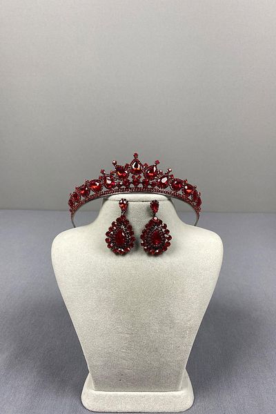 Hayalperest boncuk Set de cercei roșii Ade Bridal Henna și piatră de migdale