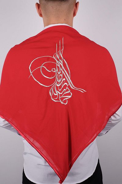 Hayalperest boncuk Tuğra Silver Embroidered Piping Groom Blanket