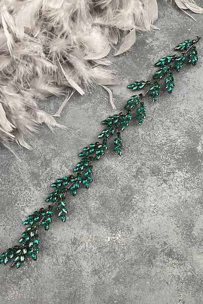 Hayalperest boncuk Accesoriu pentru păr Coroana de mireasă Henna cu Motiv Frunze de Beril Verde