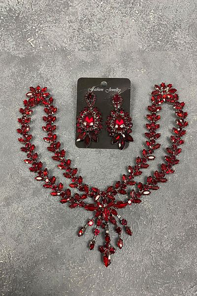 Hayalperest boncuk Set de accesorii și cercei pentru păr Henna pentru mireasă, model Sultan, roșu Claret