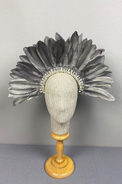 Hayalperest boncuk Accesoriu pentru coroana de mireasa Hera Gri Furry Stone