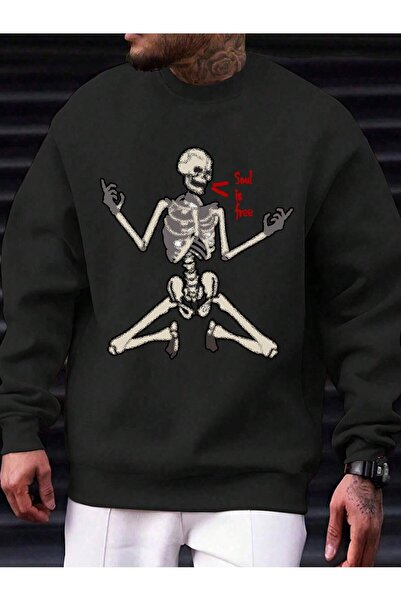 donamod Seria Coko Skeleton & Slogan Graphic Swea tricou