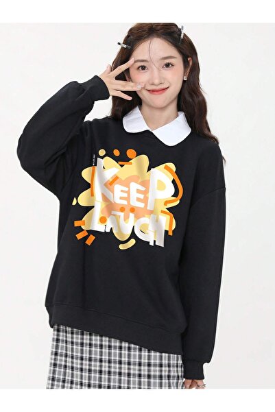 donamod Hanorac fără bluză din seria Coke Letter Graphic Drop Shoulder