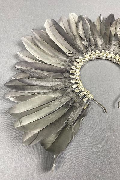 Hayalperest boncuk Accesoriu pentru coroana de mireasa Hera Gri Furry Stone
