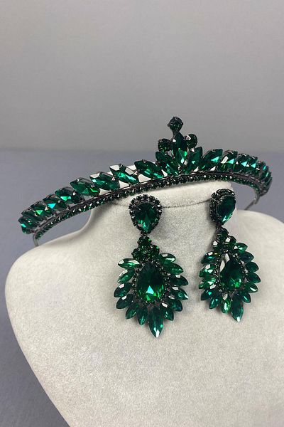 Hayalperest boncuk Set de coroană și dropship de henna pentru mireasă verde