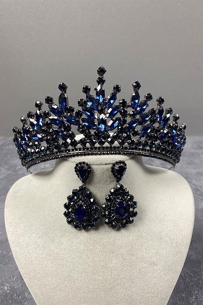 Hayalperest boncuk Rio Stoned Bridal Henna Crown and Shuttle Stone Earring Set