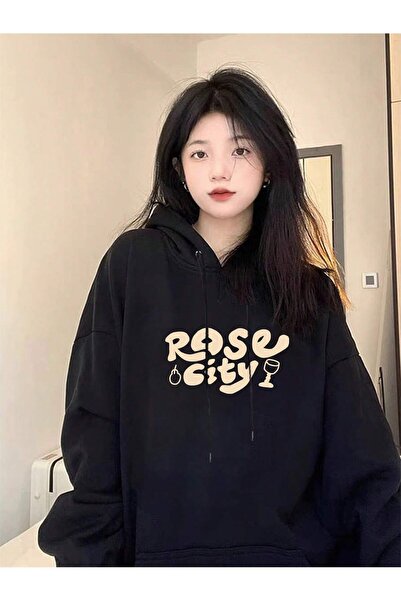 donamod Seria Coke Honeyspot Letter Graphic Drop Shoulder Oversized Drawstrin...