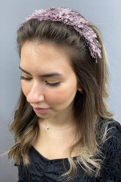 Hayalperest boncuk Coroana de mireasă roz Alya Kına