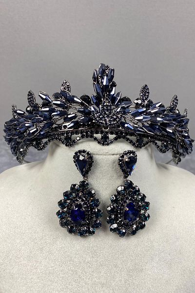 Hayalperest boncuk Lena Crystal Bridal Henna - Set de cercei cu detaliu de coroană și piatră