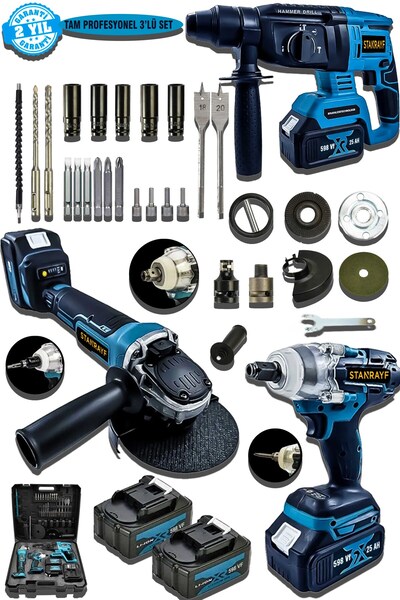 stanrayf Alman Kömürsüz Motor Darbeli 5'li Set Şarjlı Hilti Taşlama Somun Sık...