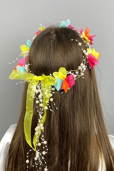 Hayalperest boncuk Special Design Bridesmaid Crown with Colorful Laser Flowers