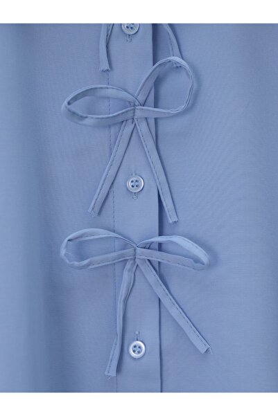 Modamorfo Cămașă din popelin cu guler pentru bebeluși cu detaliu fund pe față - Baby Blue
