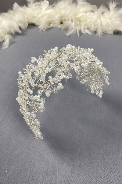 Hayalperest boncuk Bandă de păr cu mărgele de cristal Arden Cream - Coroana de mireasă cu henna