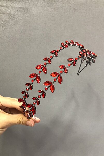 Limelia Νυφικό στέμμα με κόκκινο σχέδιο από πέτρα