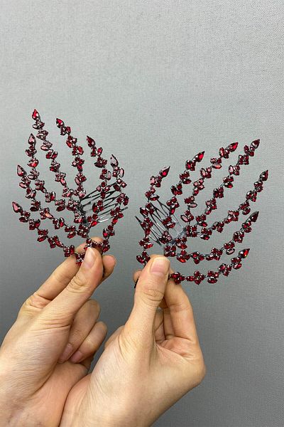Hayalperest boncuk Accesoriu de păr cu model de frunze duble Coroana Henna
