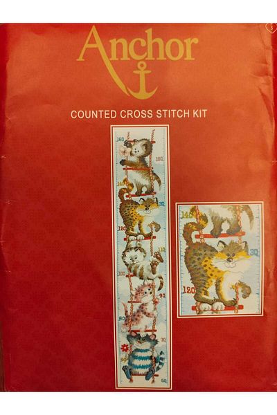 Anchor Cat Pattern Growth Chart Countable Cross Stitch Embroidery Kit (27.5X125Cm)