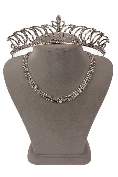 Hayalperest boncuk Colier elegant de seară cu 3 rânduri de cristal și coroană de mireasă lalele