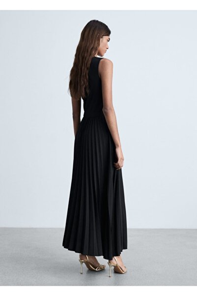 MANGO Woman Pilili Uzun Elbise