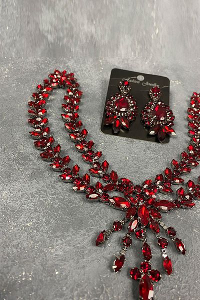 Hayalperest boncuk Set de accesorii și cercei pentru păr Henna pentru mireasă, model Sultan, roșu Claret