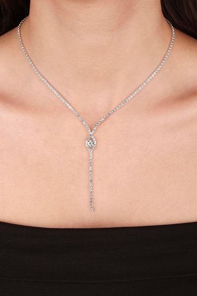 Hayalperest boncuk Rio Stylish Crystal Jewelled Evening Dress and Necklace Set - Earrings and Flower Bridal Crown