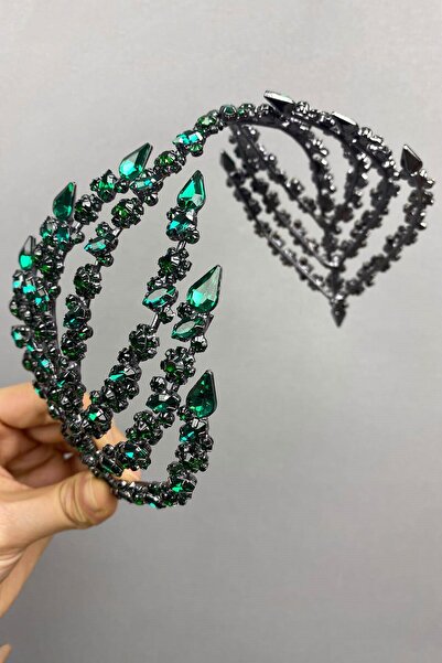 Hayalperest boncuk إكسسوار شعر هيلين أخضر مزدوج الجوانب تاج الزفاف
