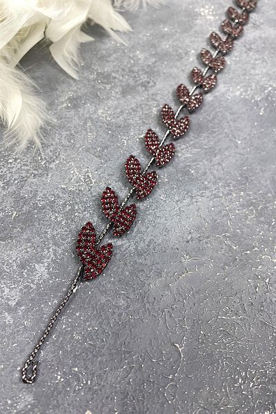 Hayalperest boncuk Accesoriu de mireasa pentru banda de par cu frunze Bella burgundy