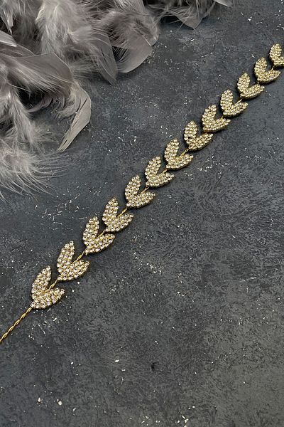 Hayalperest boncuk Accesoriu de păr Bella Bride cu frunze de culoare aurie