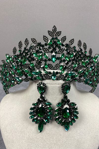 Hayalperest boncuk Set de cercei cu coroană și navetă Oscar Bridal Henna