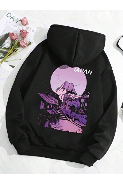 donamod Seria Coke Mountain & Letter Graphic Drawstring Hanorac căptușit termic