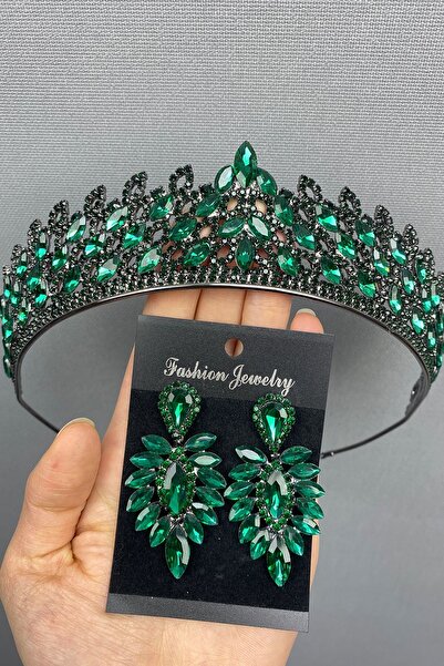 Hayalperest boncuk Set de coroană și cercei cu henna de mireasă Mia