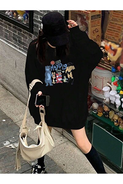 donamod Pulover pentru umeri cu desene animate și litere din seria Coke