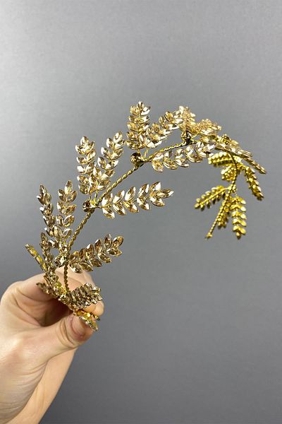 Hayalperest boncuk Accesoriu pentru păr de mireasă Dilana Leaf Branched Band