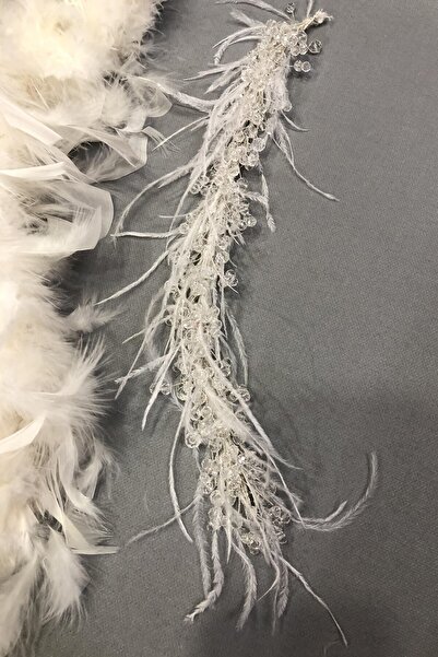 Hayalperest boncuk Turban cu pene de cristal alb și accesoriu pentru păr