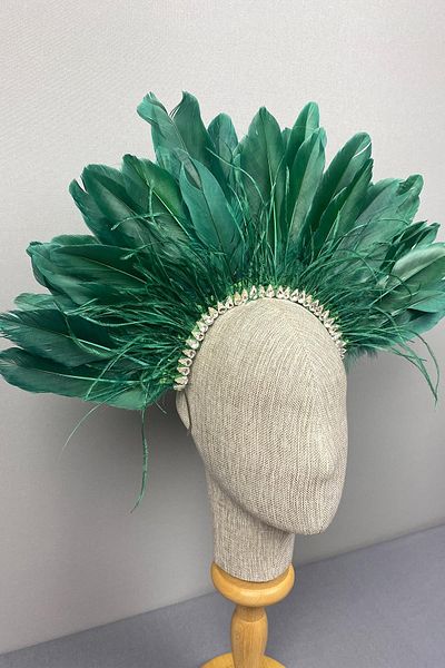 Hayalperest boncuk Accesoriu pentru coroana de mireasa cu piatra verde smarald - Enda Feathered