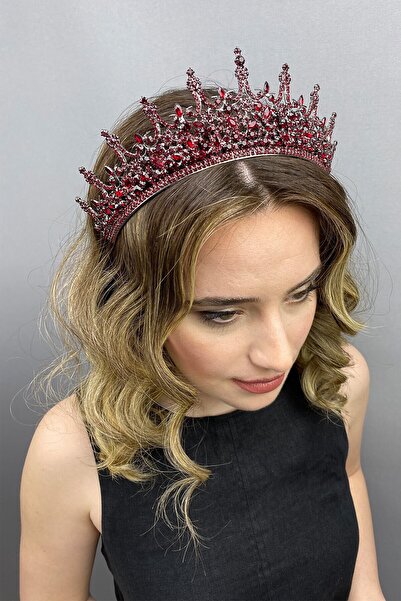 Hayalperest boncuk Bordo Leonis Model Gelin Kına Tacı