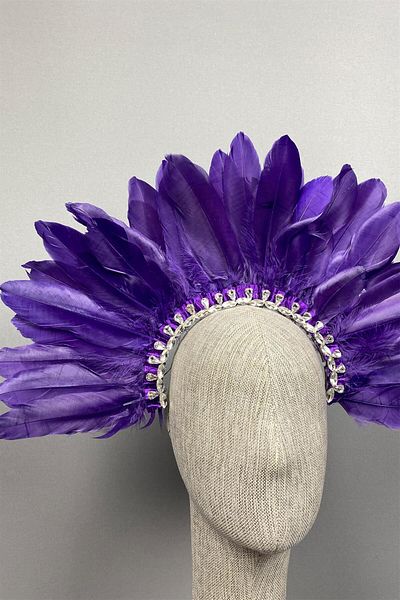 Hayalperest boncuk Accesoriu pentru coroana de mireasa Henna Dali Feathered Purple Stone