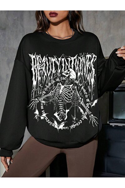 donamod Hanorac Coolane Skeleton & Letter Graphic Drop Shoulder din seria Coke