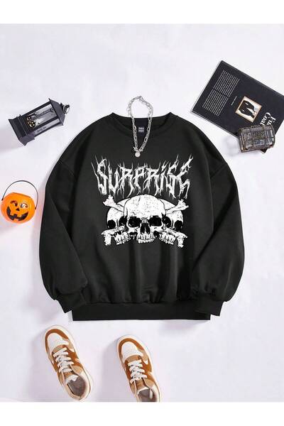 donamod Серия Coke Coolane Скелет и буква Графична блуза с паднали рамене