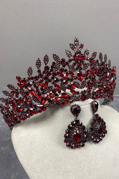 Hayalperest boncuk Oscar Bridal - Set de coroană și cercei cu picătură Henna