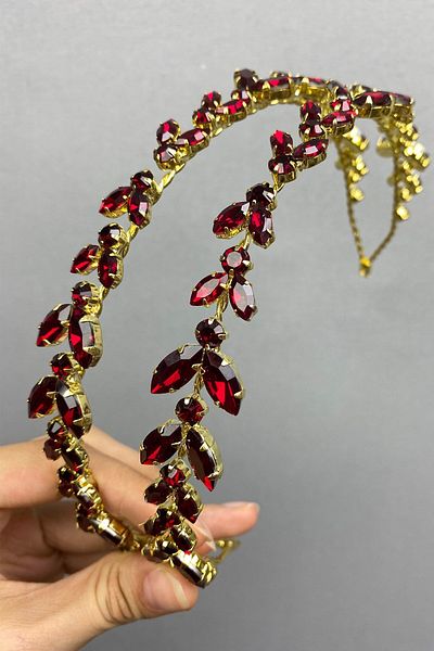 Hayalperest boncuk Coroană de mireasă Burgundy Gold Alpha Henna