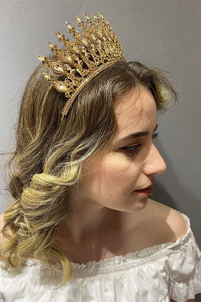 Hayalperest boncuk Coroană de mireasă cu henna afumată antracit