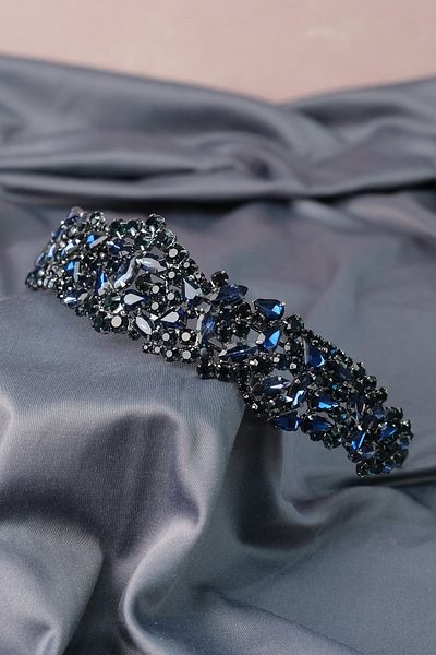 Hayalperest boncuk Accesoriu de păr pentru coroana de mireasă model Ela Band bleumarin