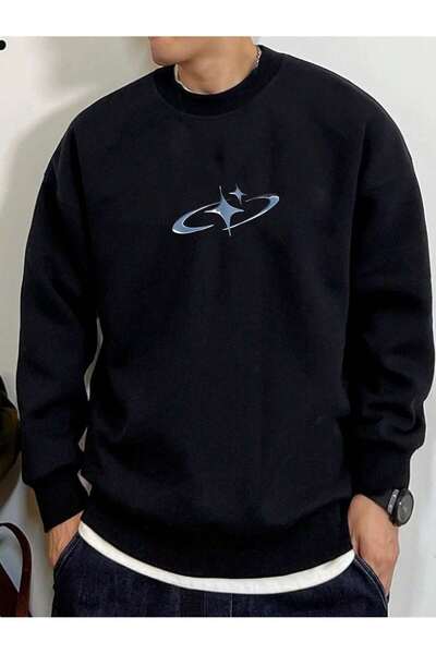 donamod Seria Coko Star Print Drop Shoulder Swea tricou