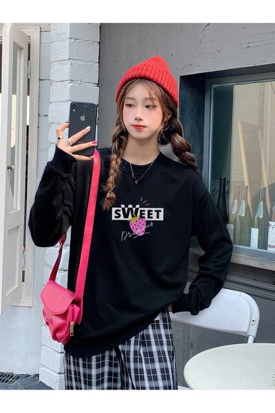 donamod Seria Coke Honeyspot Strawberry & Letter Graphic Drop Pulover pentru ...