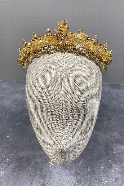 Hayalperest boncuk Coroană de mireasă cu mărgele Lena Crystal de culoare miere
