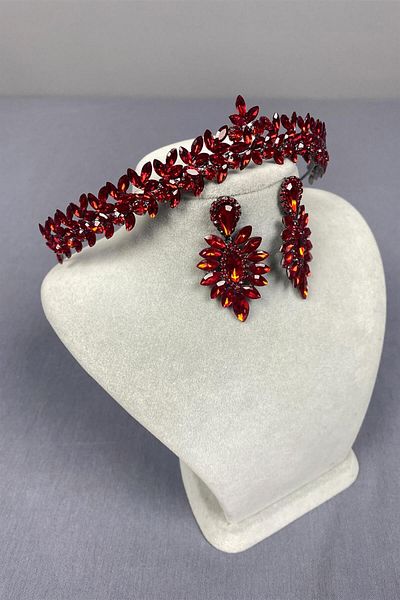 Hayalperest boncuk Thin Elegant Vera Bridal Henna Crown And Shuttle Earrings