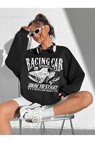 donamod Hanorac Coolane Car & Letter Graphic Drop Shoulder din seria Coke