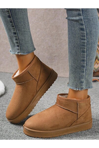 B&B'shop SÜET İÇİ KÜRKLÜ KALIN TABAN BİLEKTE KISA KADIN BOT & BOOTİE